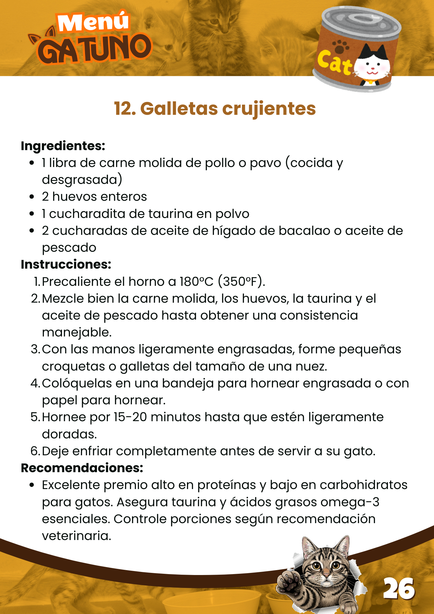 Menú Gatuno | 100 Recetas Caseras para Gatos | Descarga Inmediata