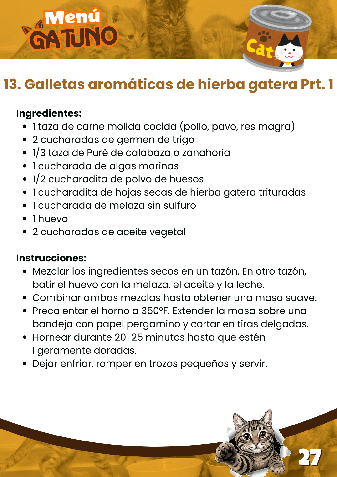 Menú Gatuno | 100 Recetas Caseras para Gatos | Descarga Inmediata
